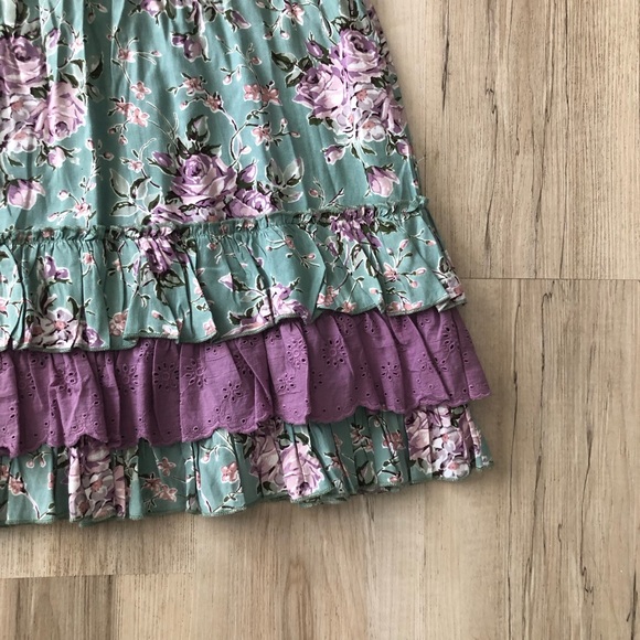 April Cornell Green and Purple Floral Maxi Dress - Picture 3 of 9